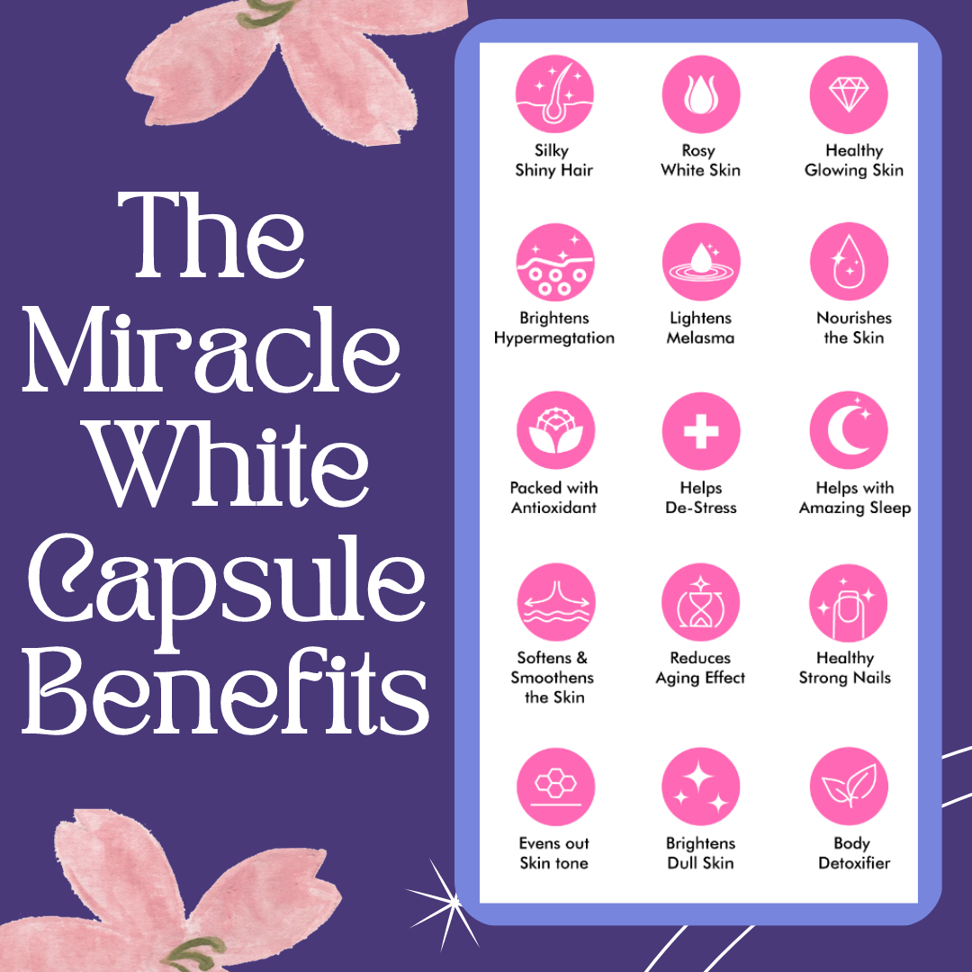 miracle white glutathione benefits Advance Whitening Capsules || Tita Marge || Japanese Sakura Flower Extract Collagen Skin Elasticity Detoxify And Brighten Skin Healthy Rosy Glow - Lazada Buy Miracle White Glutathione Pure