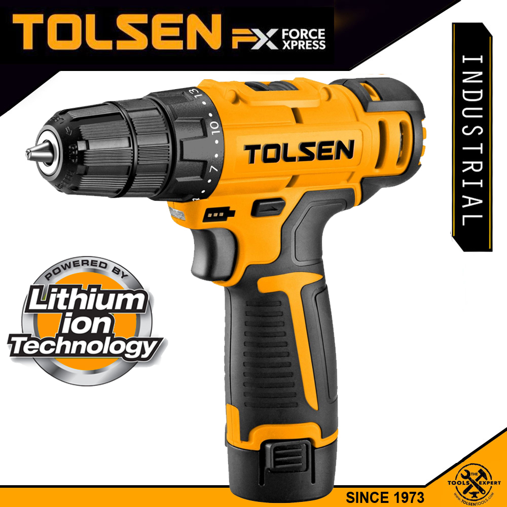 Tolsen Lithium Cordless Drill W Led Worklight 12v Soft Grip Handle