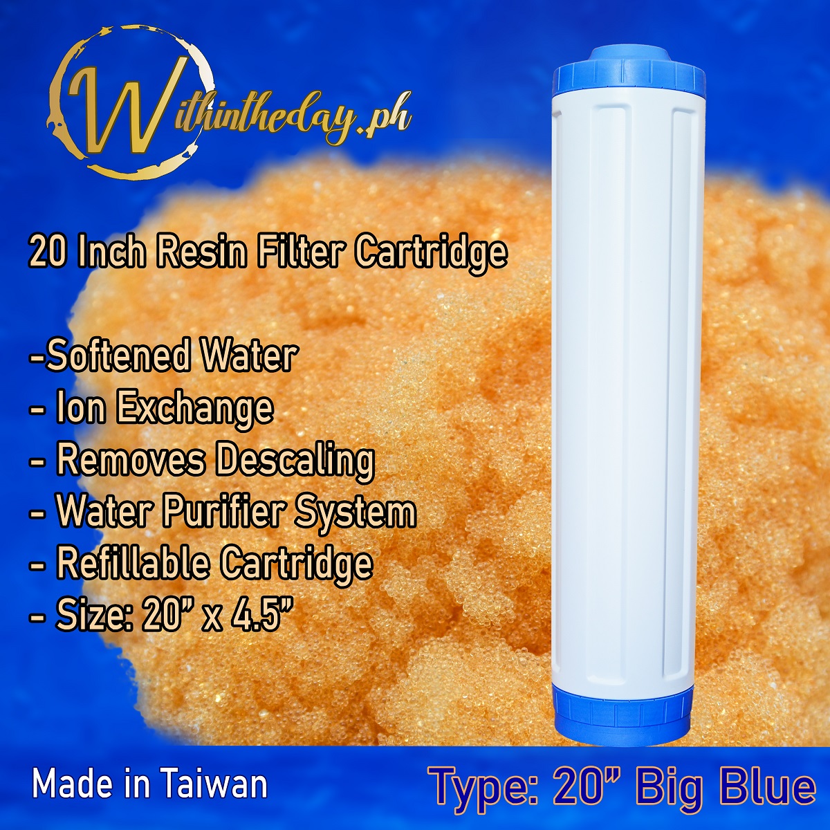 20 Inch Filter Cartridge with Resin Water Softener Purifier Refillable ...