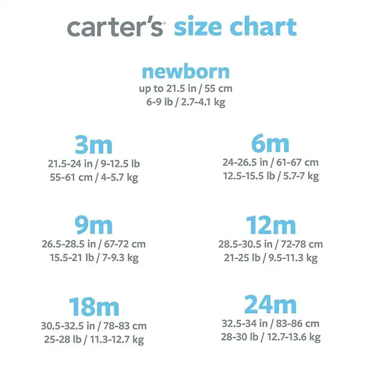 Carter S Size Chart Cm