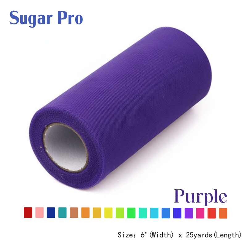 Purple 6 Inch Tulle Fabric Roll 25 Yards