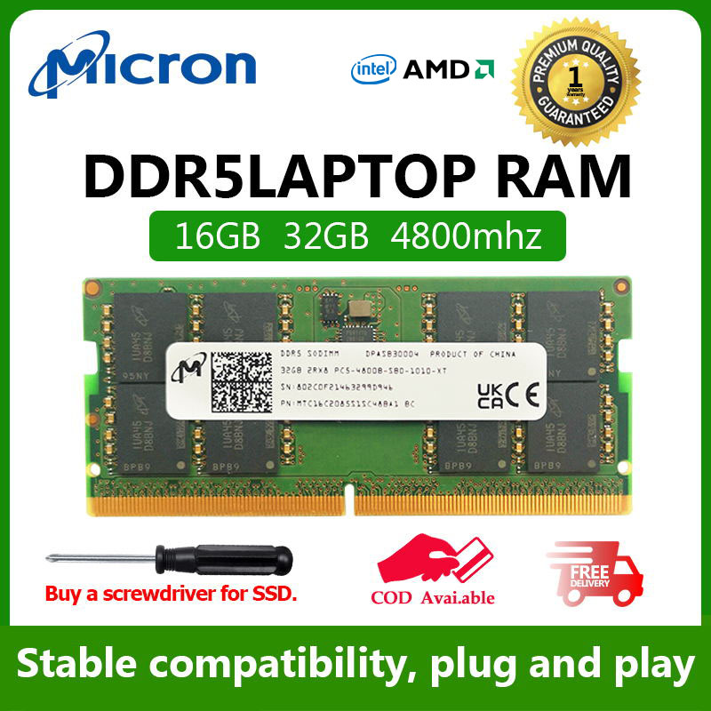 [Local 24H] Micron DDR5 RAM 8GB 16GB 4800Mhz Laptop