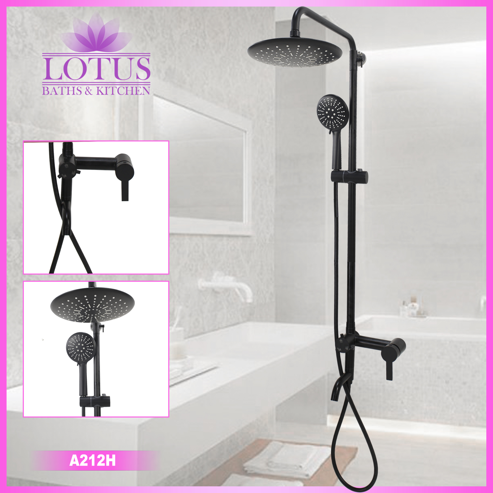 Lotus Baths A212H Hot and Cold Shower Set Bathroom Rain Shower Quality