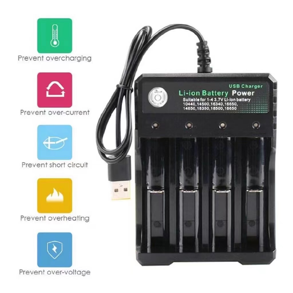 1/2/4 Slot 18650 3.7V Charger Liion Battery Charging Portable