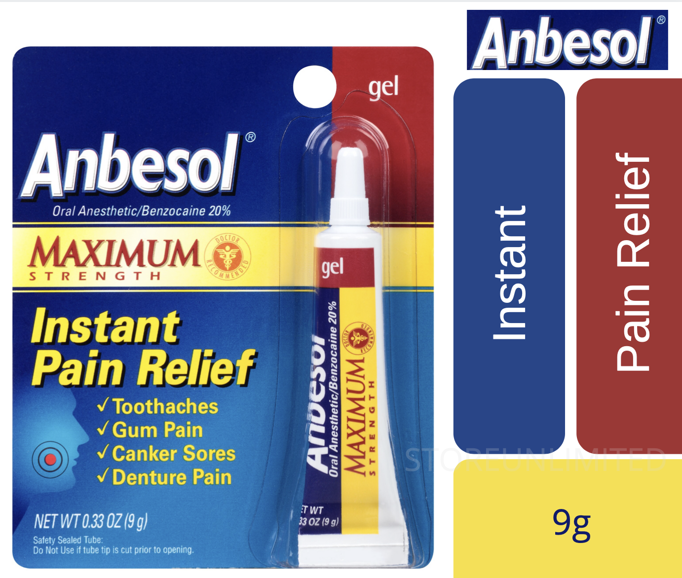 Anbesol INSTANT Pain Relief Canker Sore, Toothache, Gum Pain, Denture