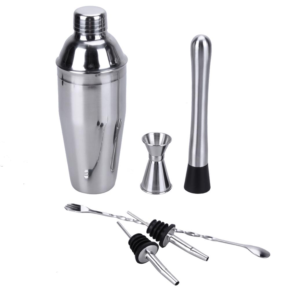 6Pcs 750ml Stainless Steel Cocktail Shaker Mixer Bartender Kit Set Tool