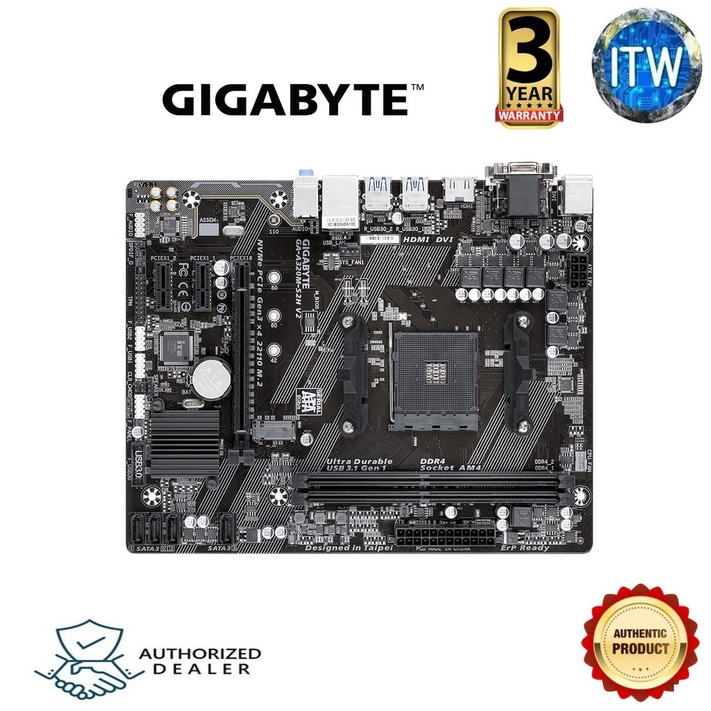 mainboard Gigabyte GaA320mS2h V2 B350 Chipset AMD Ryzen AM4 MicroATX