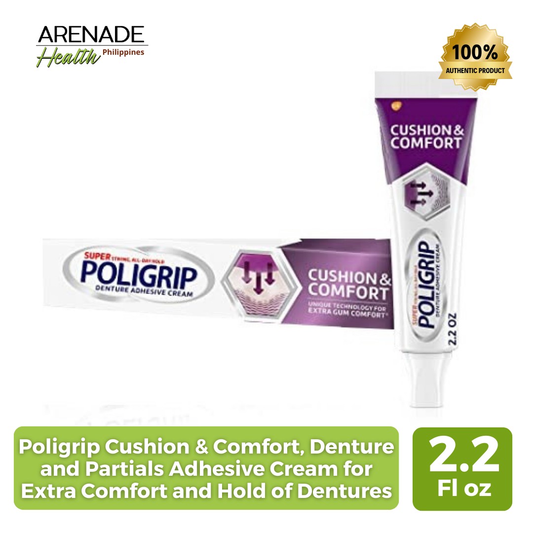 Poligrip Cushion &amp; Comfort, Denture and Partials Adhesive Cream (2.2 ...