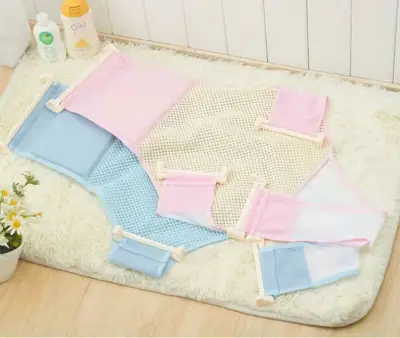 Children Net Bath Sponge Baby Bath Bed Baby Shower Rack Baby Bath Net Bag Cross Net