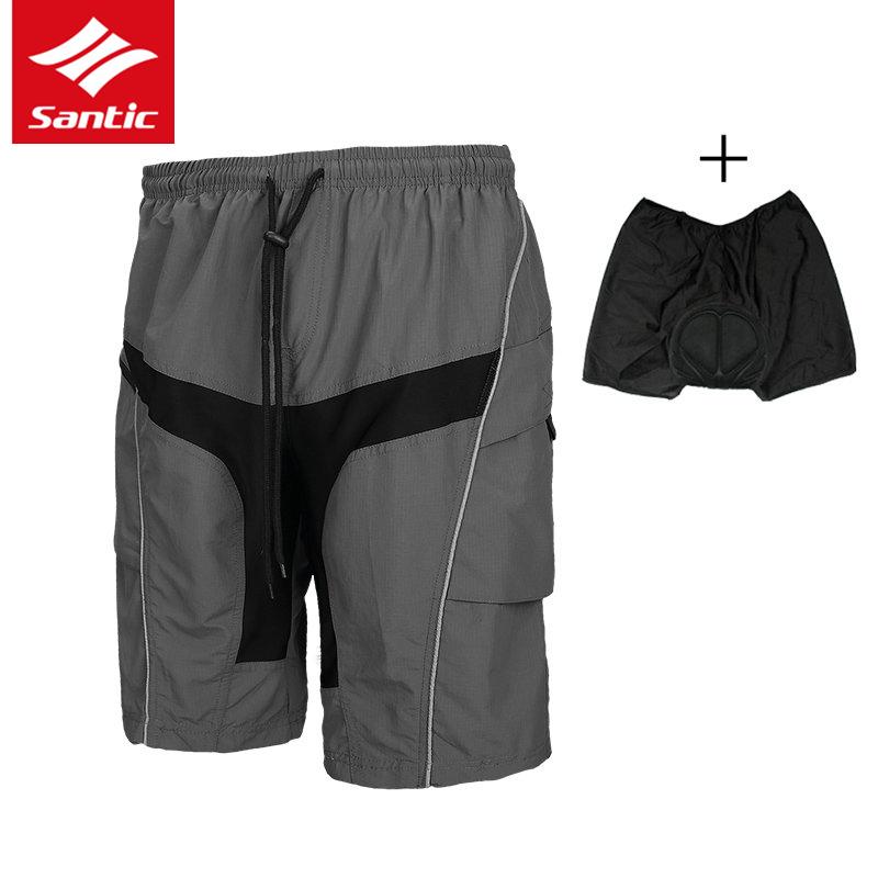 Santic Cycling Shorts 1/2 Casual Shorts With Pad Detachable Liner Gray New 