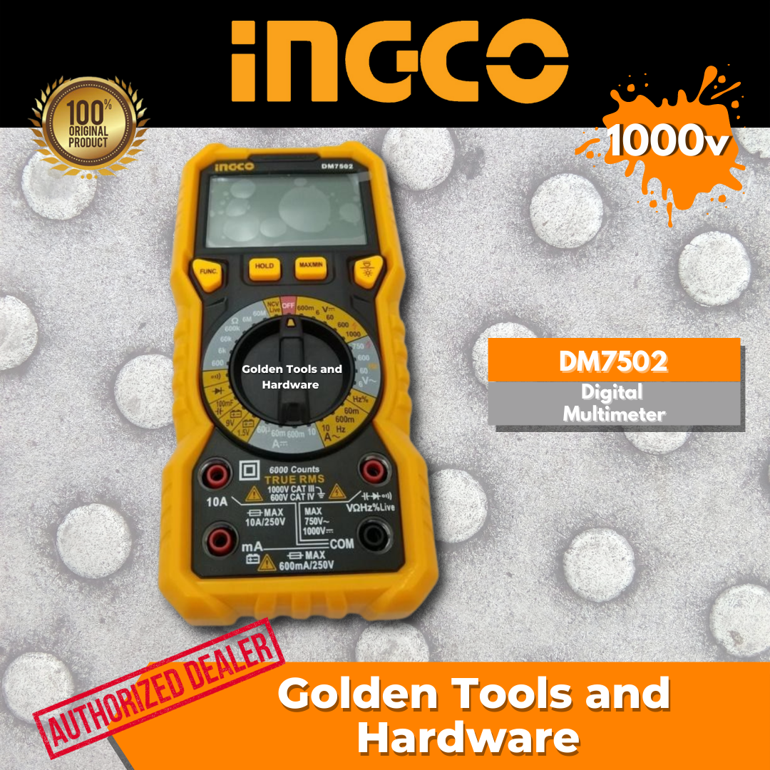 INGCO DM7502 Digital Multimeter 1000 Volts [GOLDEN IPT] Lazada PH
