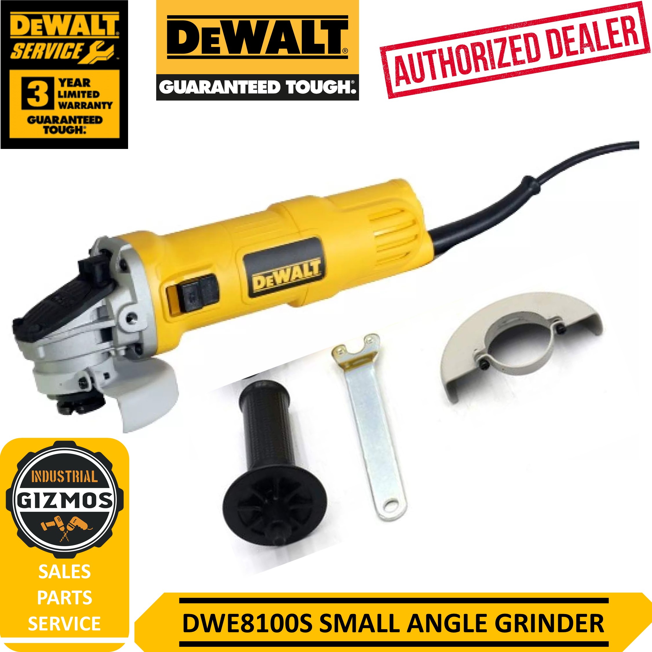 DeWALT® DWE8100S 720W 100mm (4-inch) Small Angle Grinder (Slide Switch ...