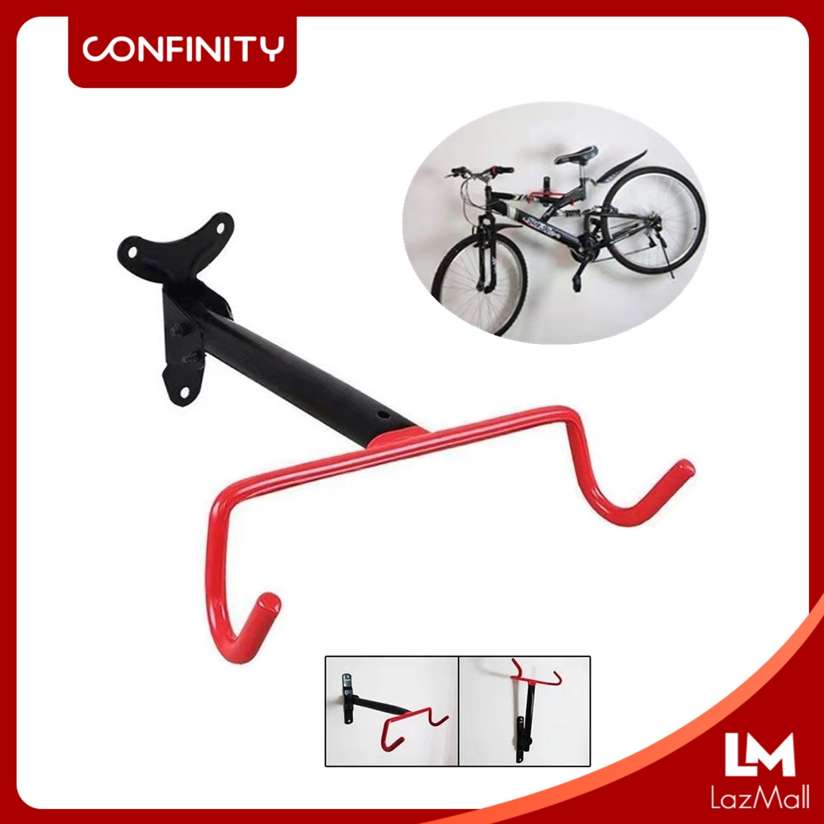 CONFINITY Bicycle Wall Hanger Mountain Bike Wall Double Hook Hangings Rack Folding Telescopic