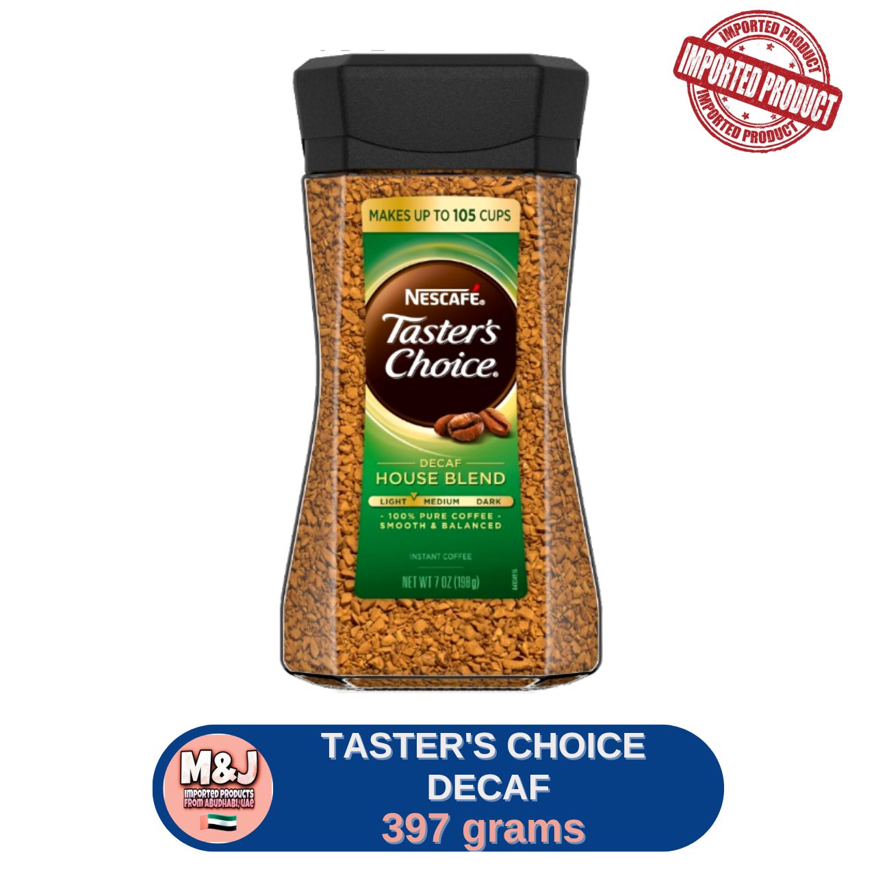 NESCAFE, Taster's Choice Decaf House Blend, 100 Pure Coffee, Instant