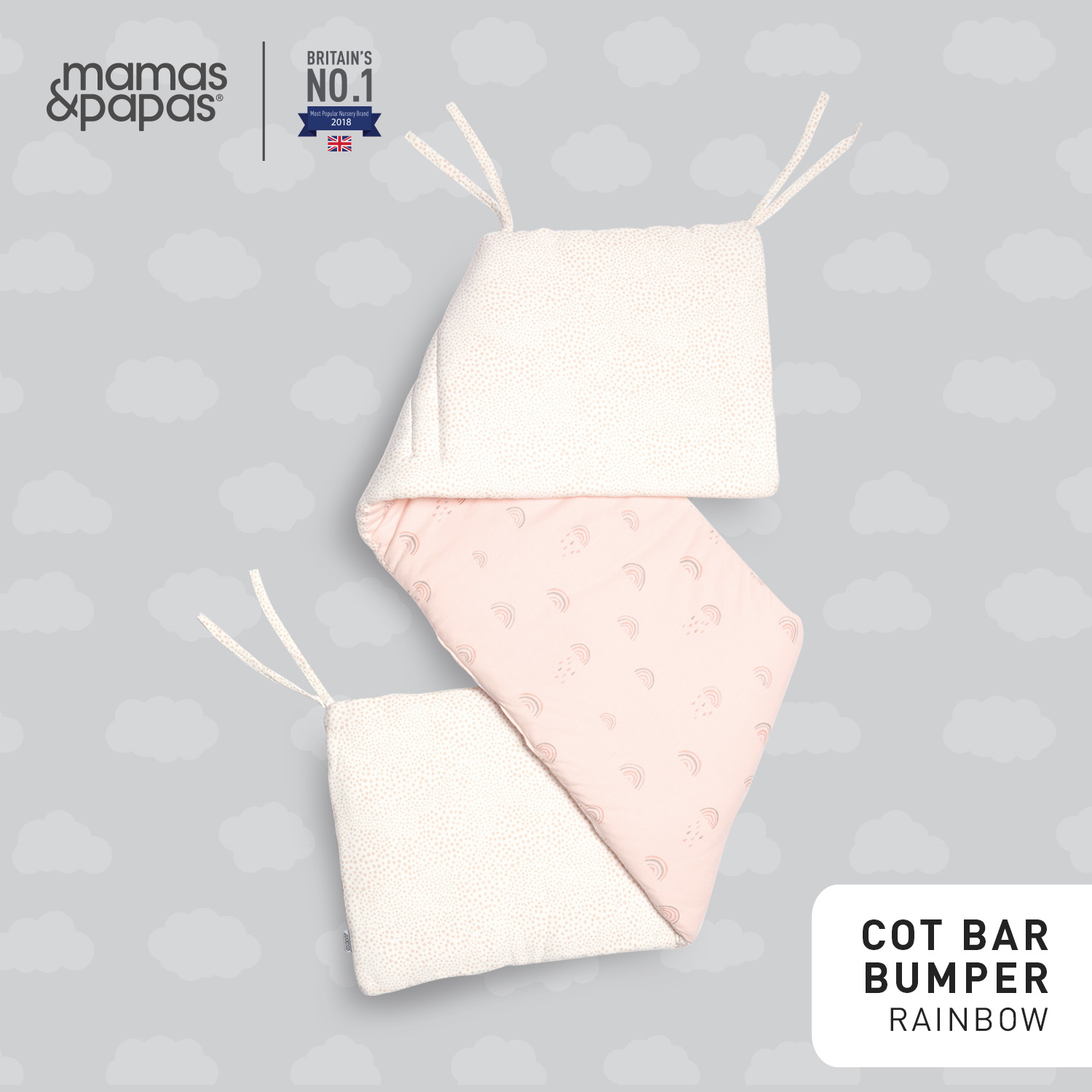 Mamas and Papas Cot Bar Bumper Crib Accessories for Baby Rainbow