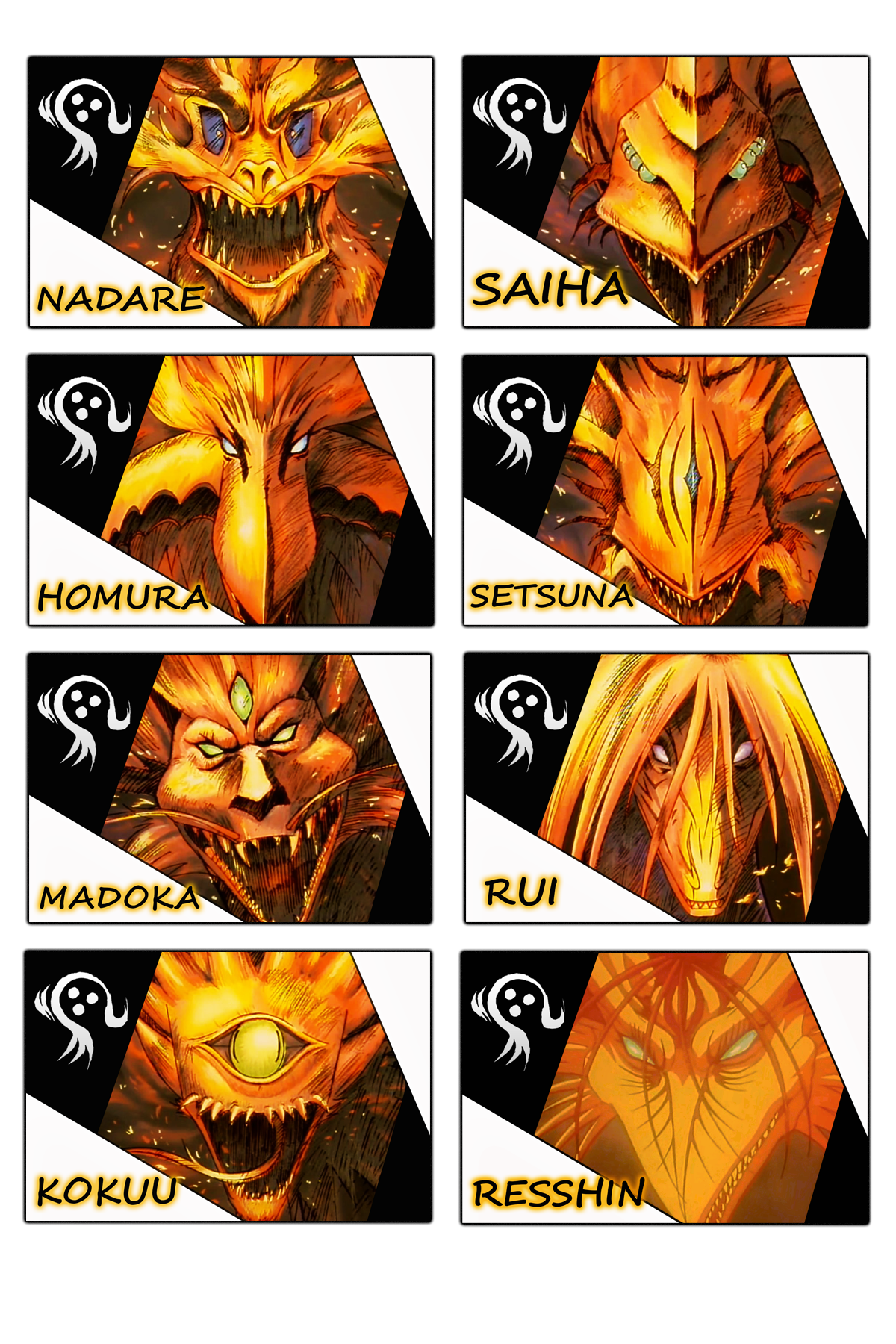 Flame of Recca Dragons Stickers New Condition Collectible