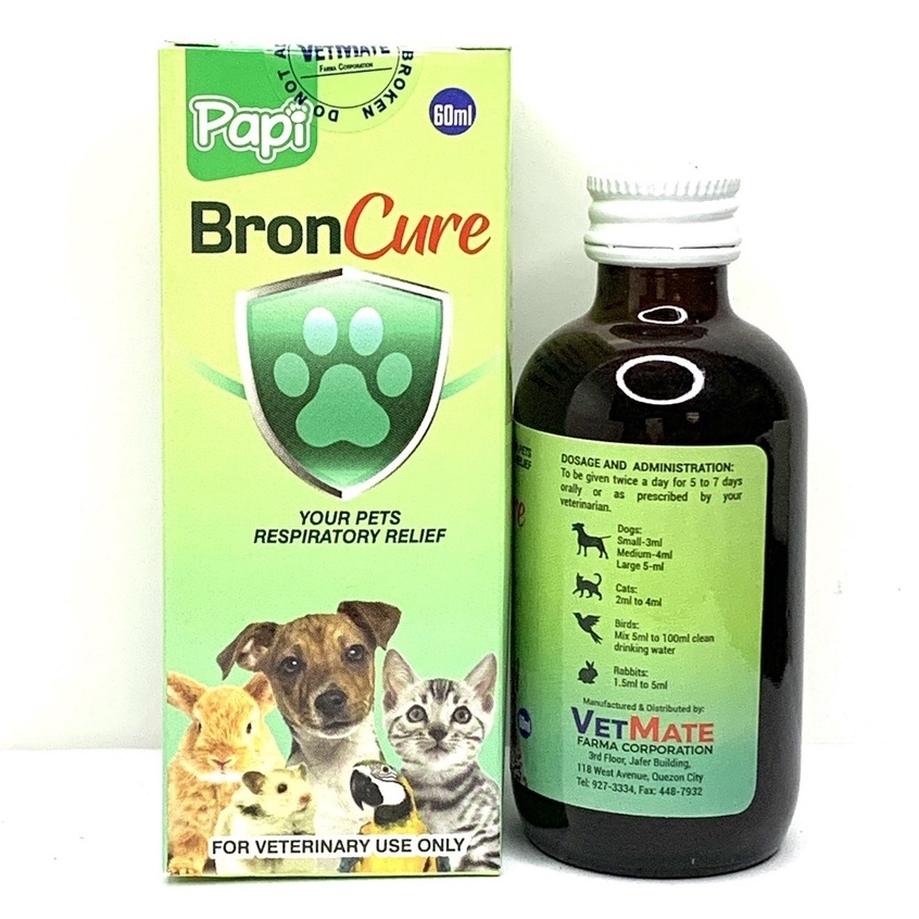 [fcr Agrivet] 1pc Papi Broncure Cough And Cold Medicine For Pets (60ml 