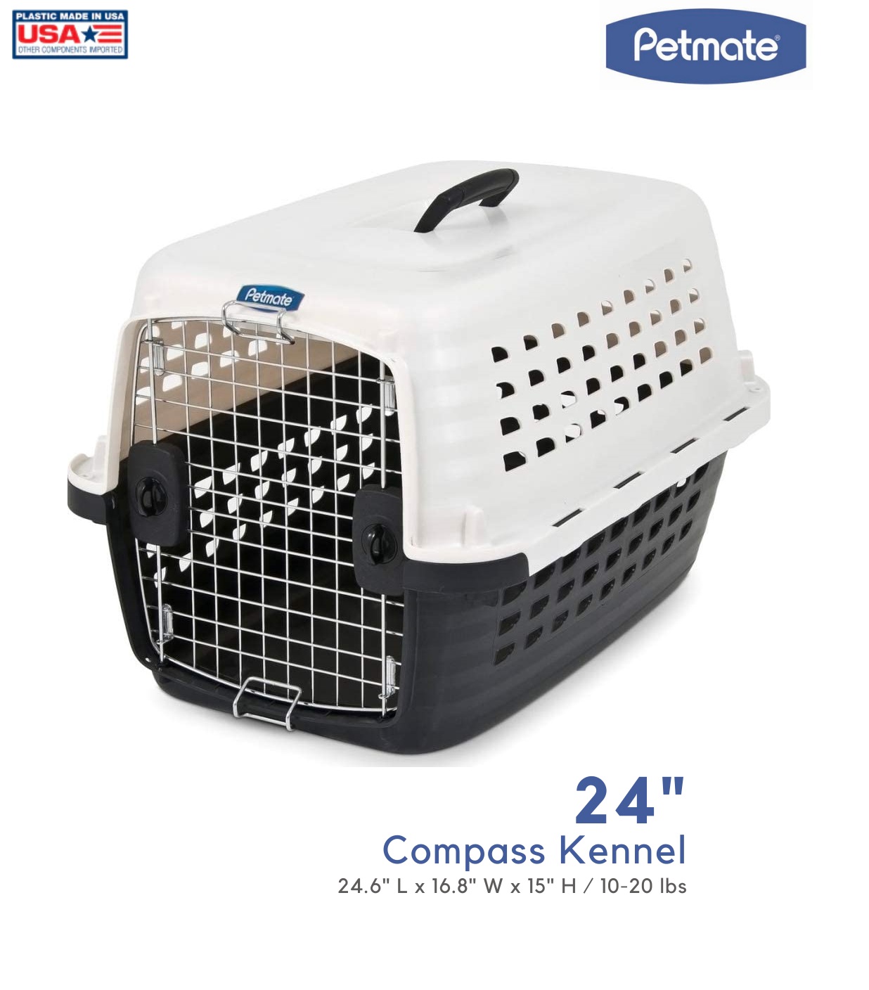 PETMATE COMPASS PET CARRIER (1020LB) 24"L x 16.8"W x 15"H ( White