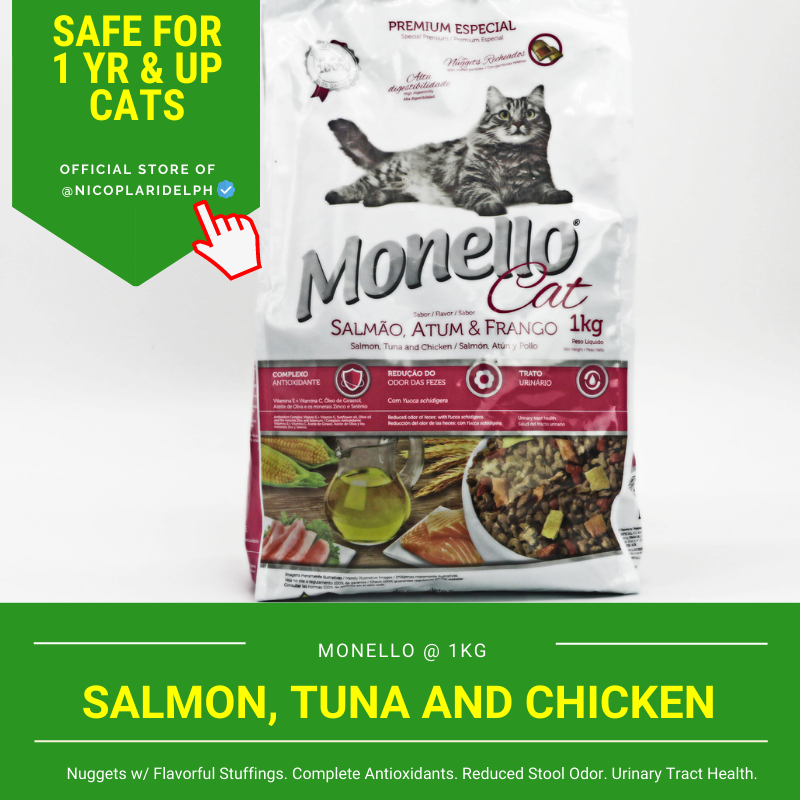 Monello Cat Salmon, Tuna and Chicken Flavor for Reduced Stool Odor and