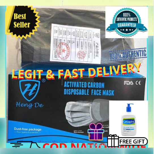 HENGDE BLACK 4 LAYER Disposable SurgicalFacemask Authentic FDA APPROVED