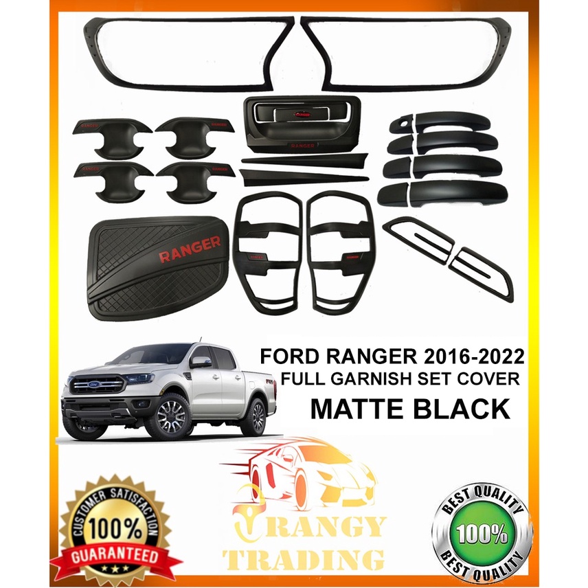 Ford Ranger 2016 to 2022 Full Garnish set cover matte black Combo set ...