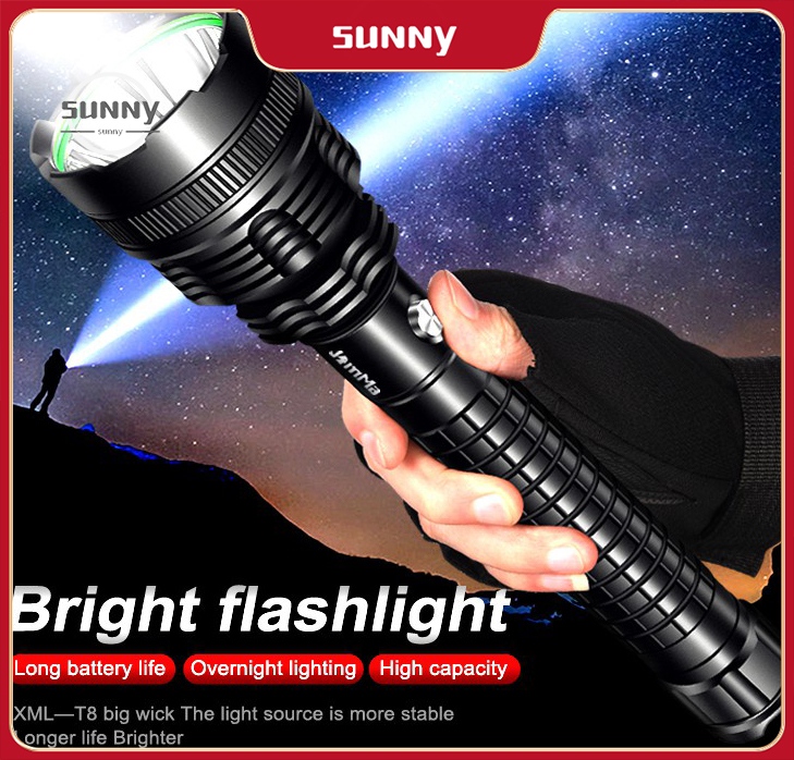 Super bright LED flashlight XML T8 waterproof rechargeable flashlight