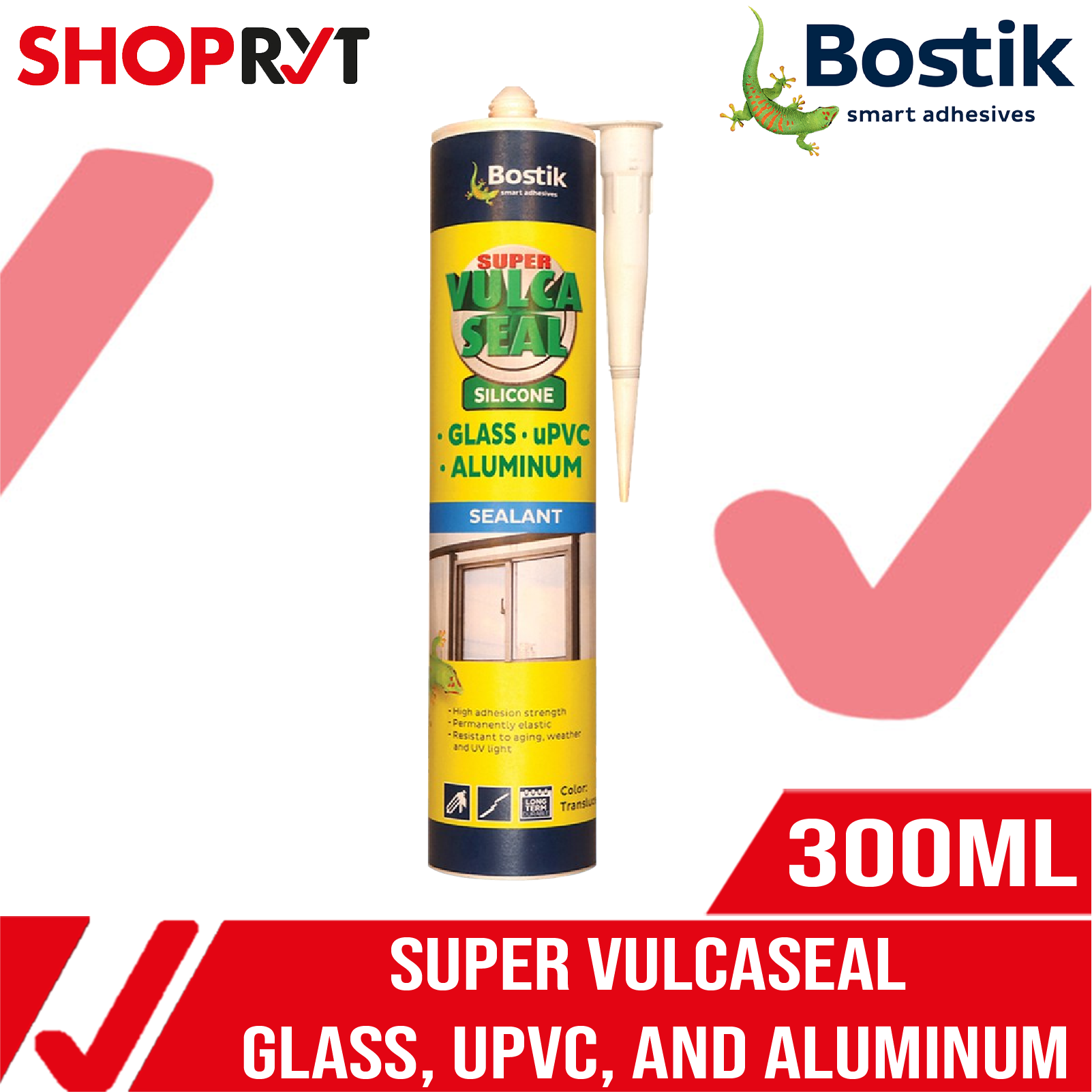 BOSTIK Super Vulcaseal Silicone Sealant for Glass, UPVC, Aluminum