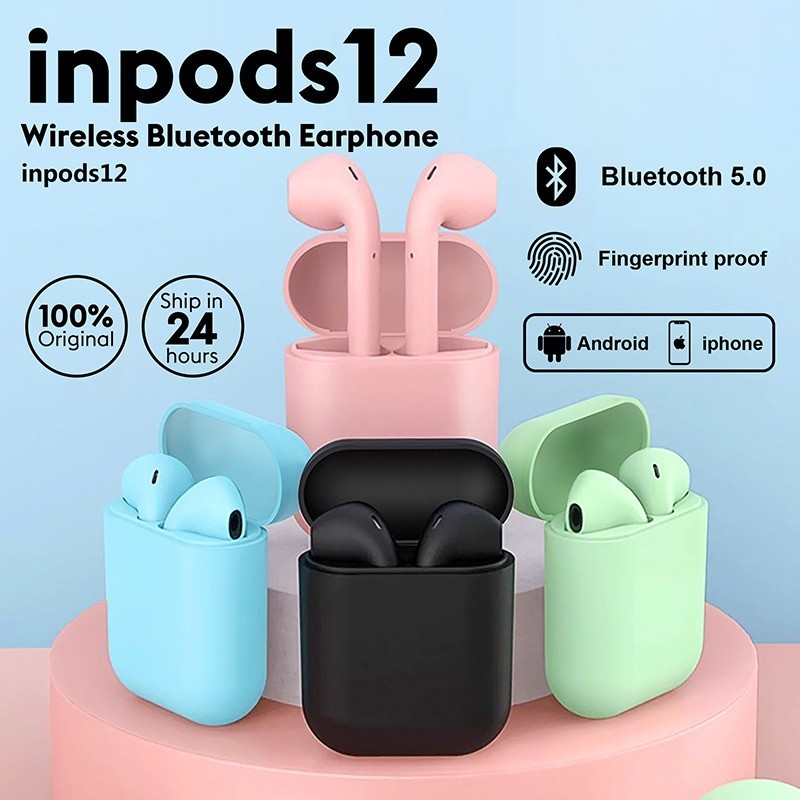 TWS i12 Wireless Bluetooth Earphones inPods 12 Macaron Earbuds