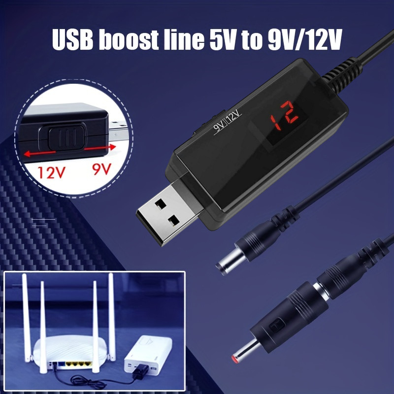 LED Display USB Boost Converter - DC 5V to 9V/12V Step-up Cable
