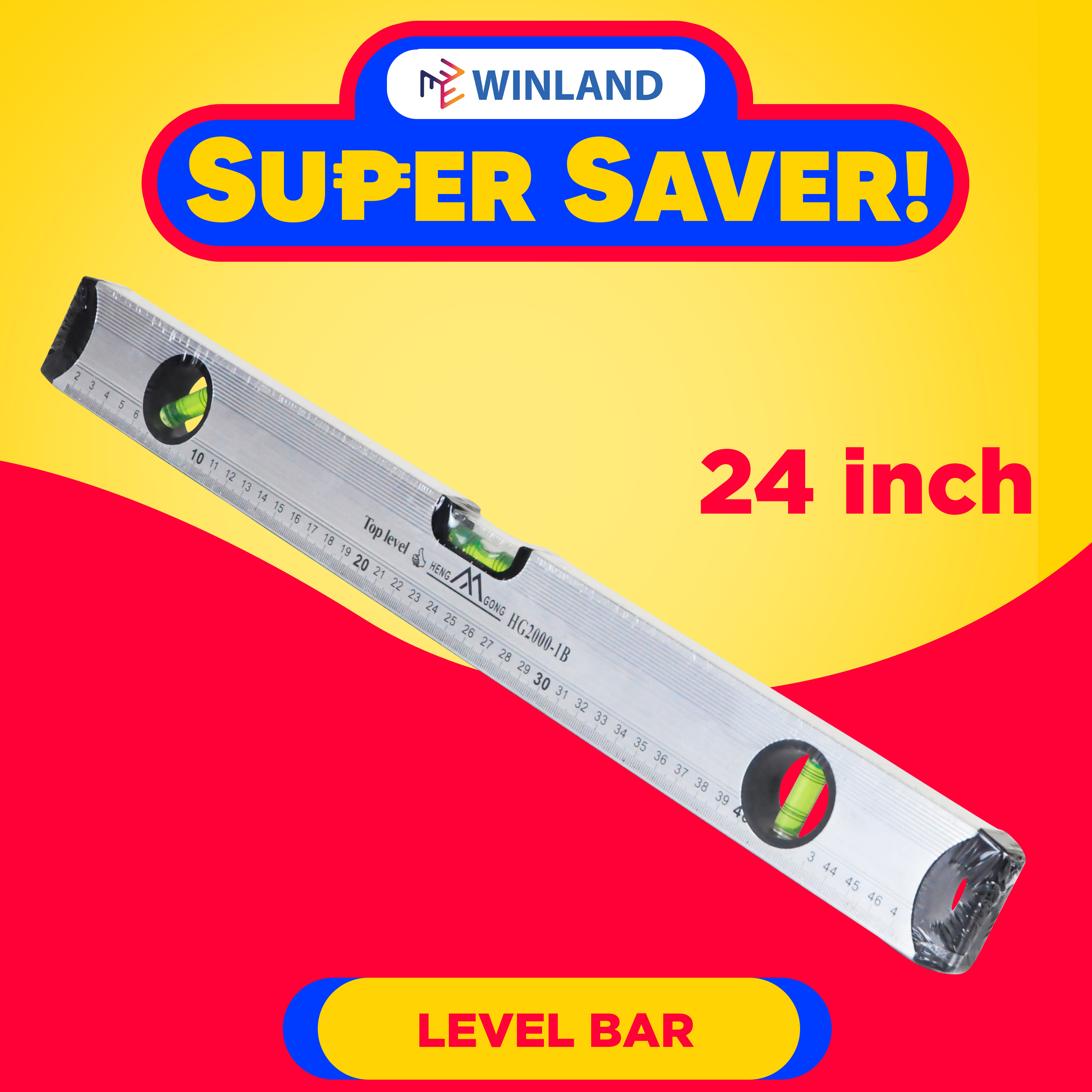 WINLAND 24inch(60cm) Aluminum Level | Spirit Level Bar HG2000-1B(60cm ...
