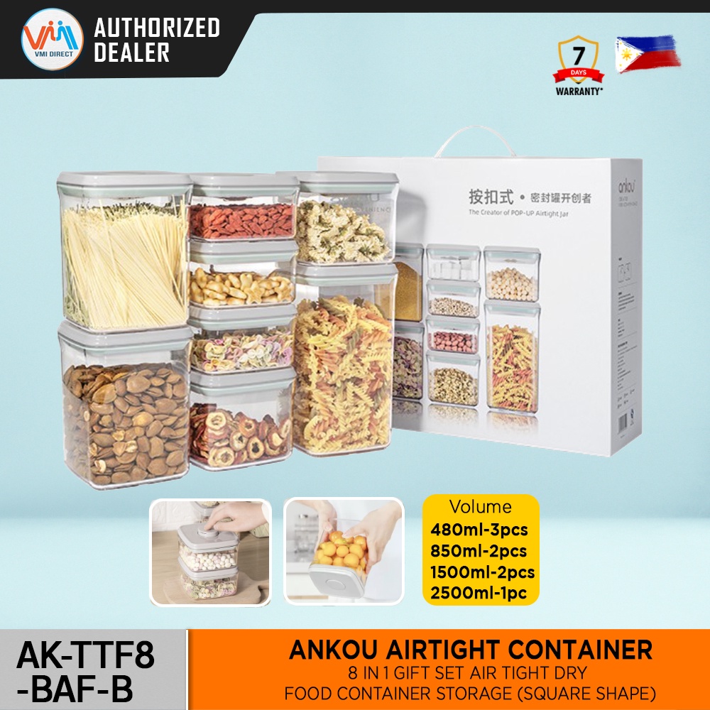 Ankou Food Storage Container Set of 8 Airtight Food Storage Set Pop Up