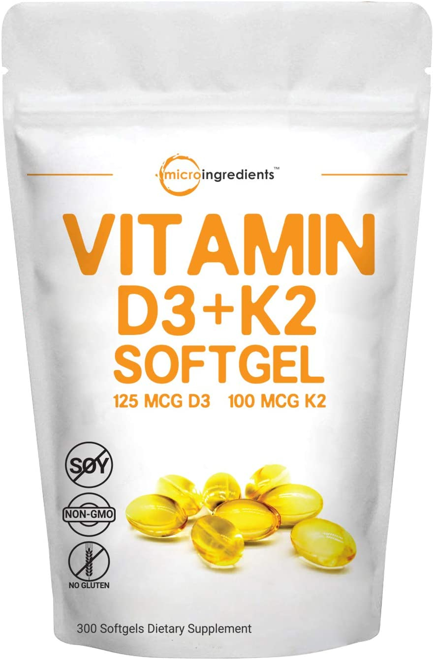 Micro Ingredients Vitamin D3 5000IU Plus K2, 2 in 1 Formula, Vitamin D3 Liquid with Vitamin K2