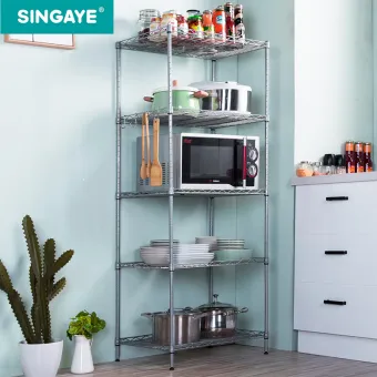 Singaye Kitchen Shelves Storage Rack Space Savers High Carbon Steel Mesh Layers Rack Lazada Ph