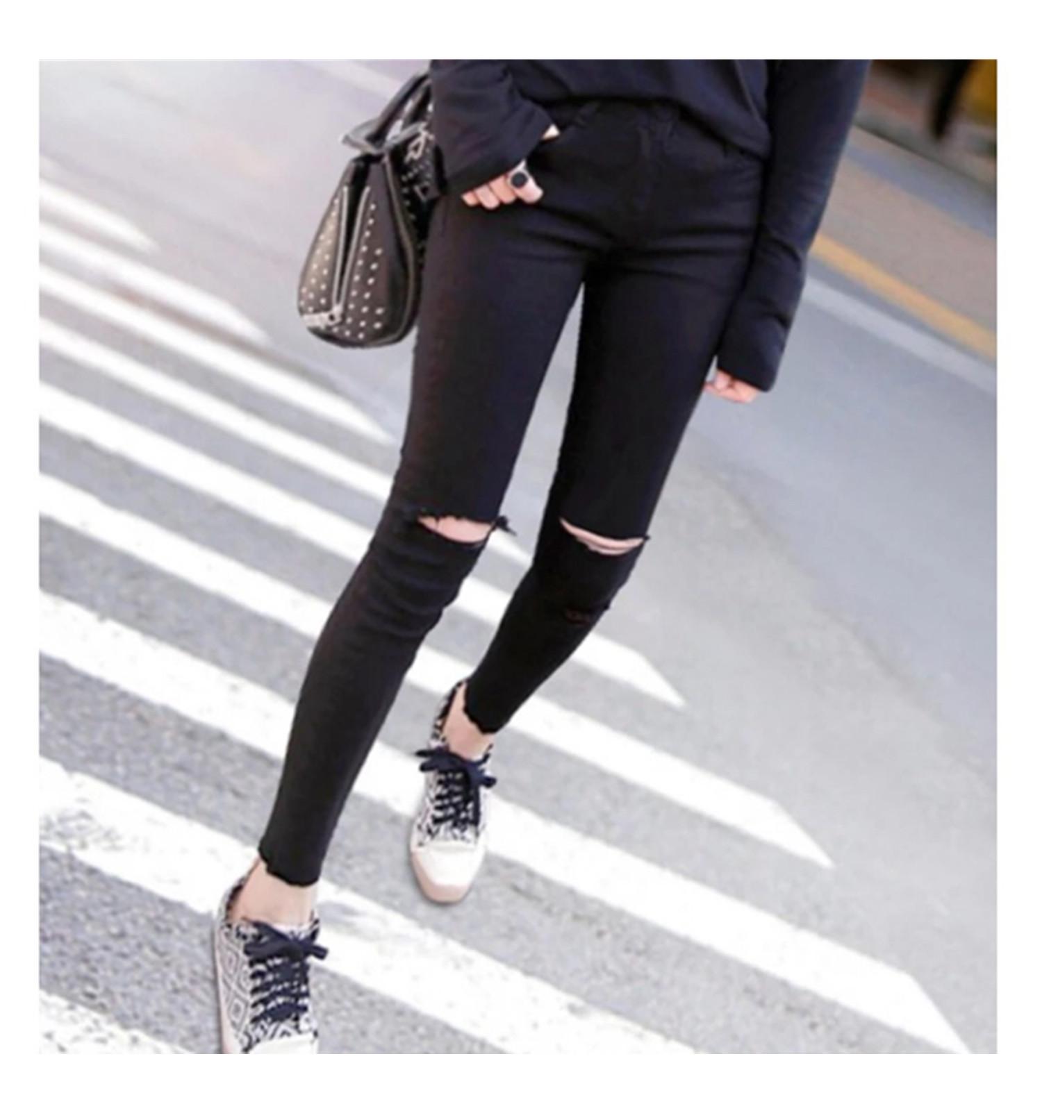 White knee cut jeans - Flatshop