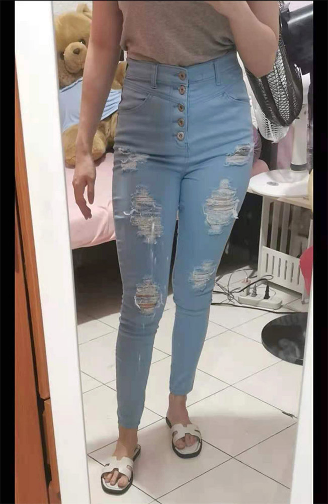 Woman Jeans High waist Pants New style/ sky Blue pants 5-button