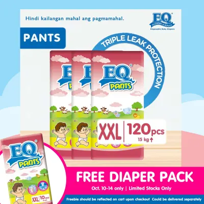 EQ Pants XXL (15 - 25 kg) - 40 pcs x 3 packs (120 pcs) - Diaper Pants