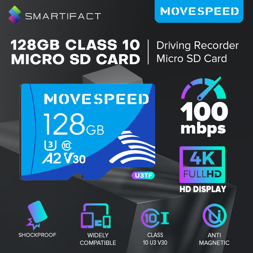 Move Speed Micro SD Card V30 Memory Card 128GB 100MB/s High Speed