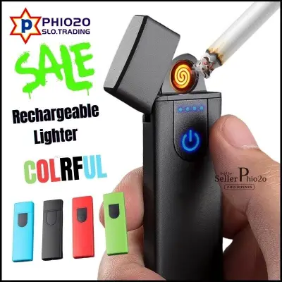 USB rechargeable lighter Double-sided windproof coil ultra-thin lighter portable intelligent fingerprint sensor ignition tool suitable for smokers
