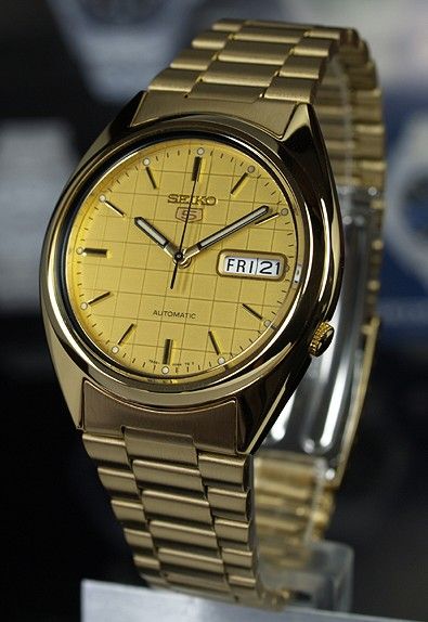 Seiko SNXL72K1 Gold Bracelet Gold Dial Automatic Mens Watch - Main Image