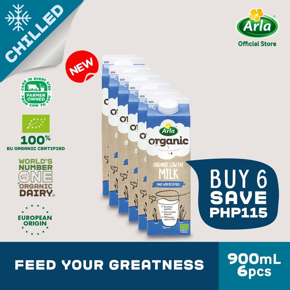 Arla Organic Fresh Low Fat Milk 900ml 6-pack 