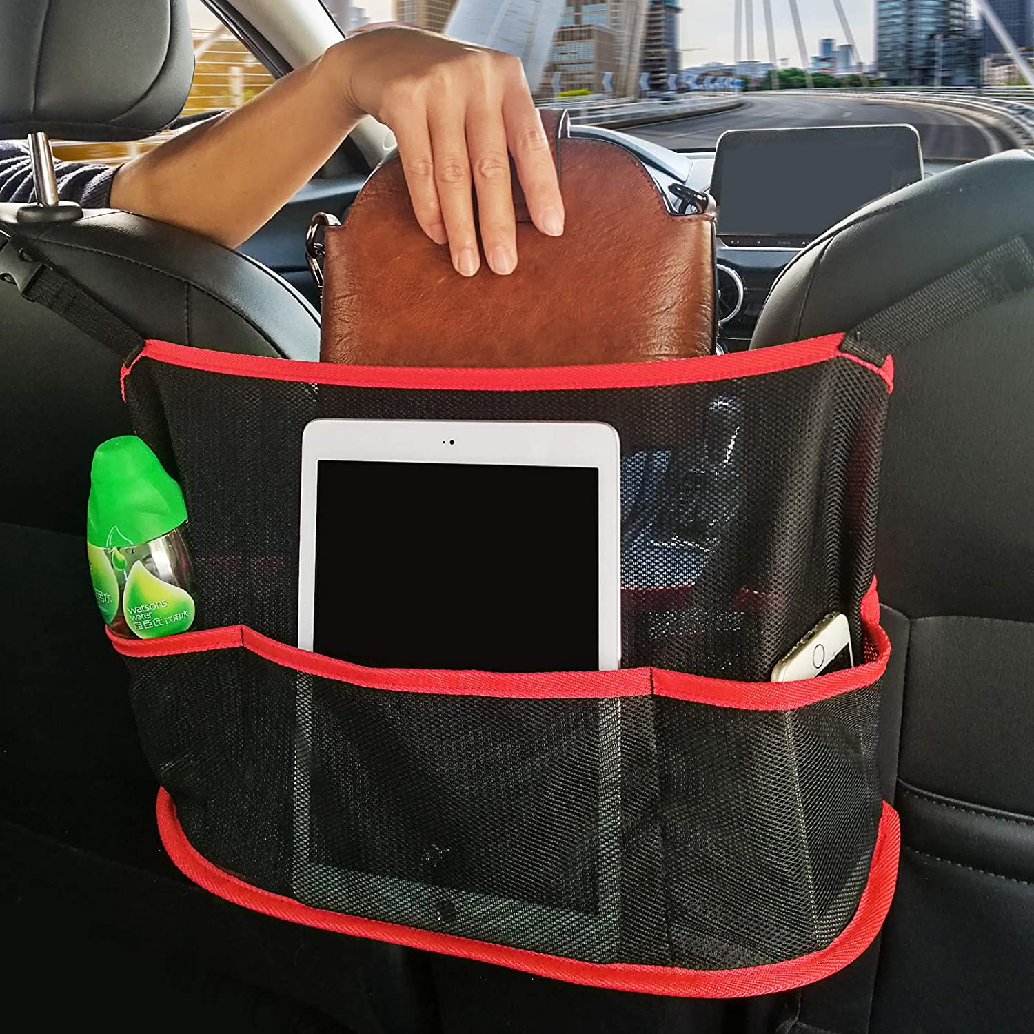 Car Purse Holder Net Pocket Handbag Holder for Car Front Seat, Leather Seat  Back | eBay