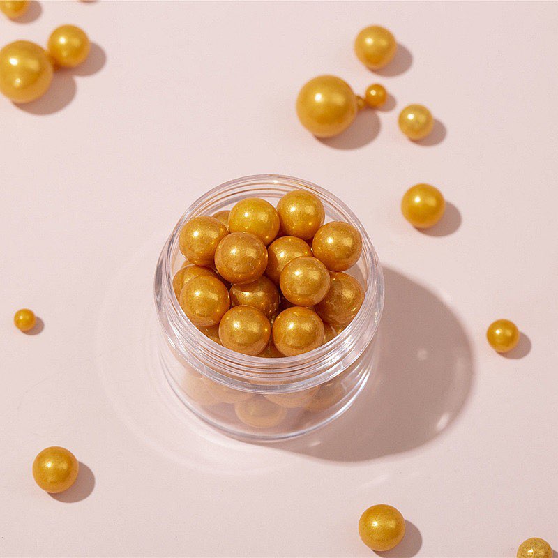 Metallic Gold Edible Sugar Pearl Dragees 6mm by Party Shop Emporium