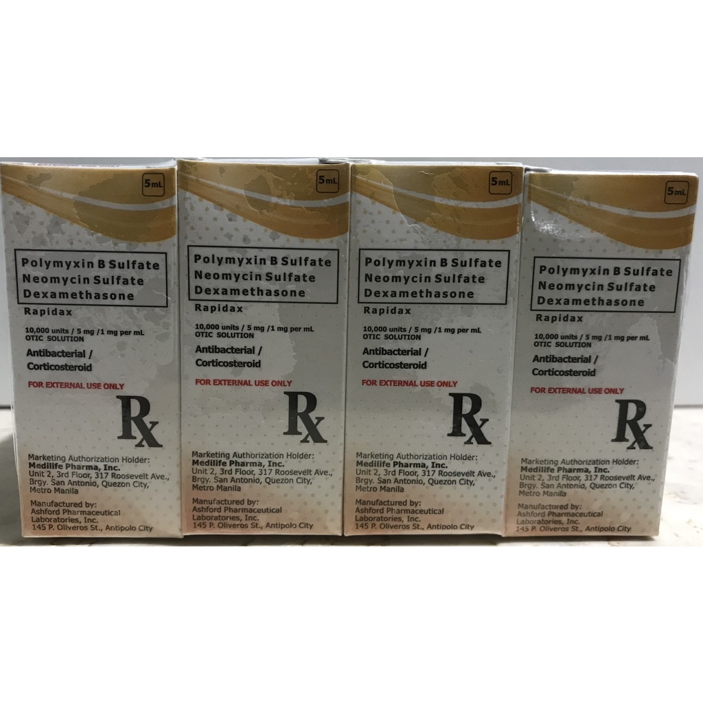 Rapidax Ear Drops 5ml Otic Solution For Pets Humans Polymyxin Neomycin