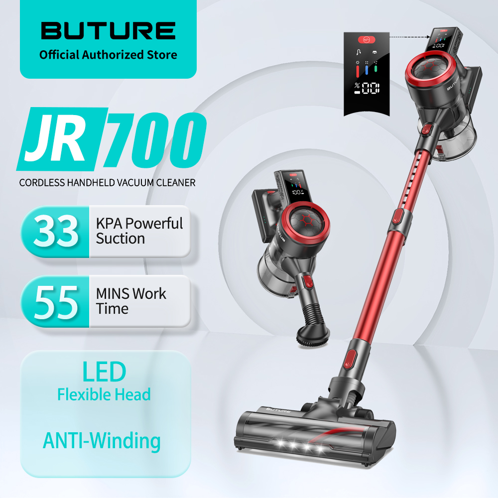 BUTURE JR700 Handheld Vacuum Cleaner 450W 33KPA Cordless Stick Vacuum with  Color Touch Display 55Mins Rechargeable Wireless Vacuum Cordless Vacuum  Cleaner with Anti-Tangle Soft Roller PerySmith