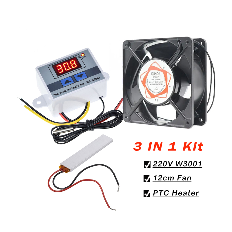 DIY Incubator kit complete set W3001 Thermostat for incubator 220V 12cm  Blower fan PTC heater for egg incubator