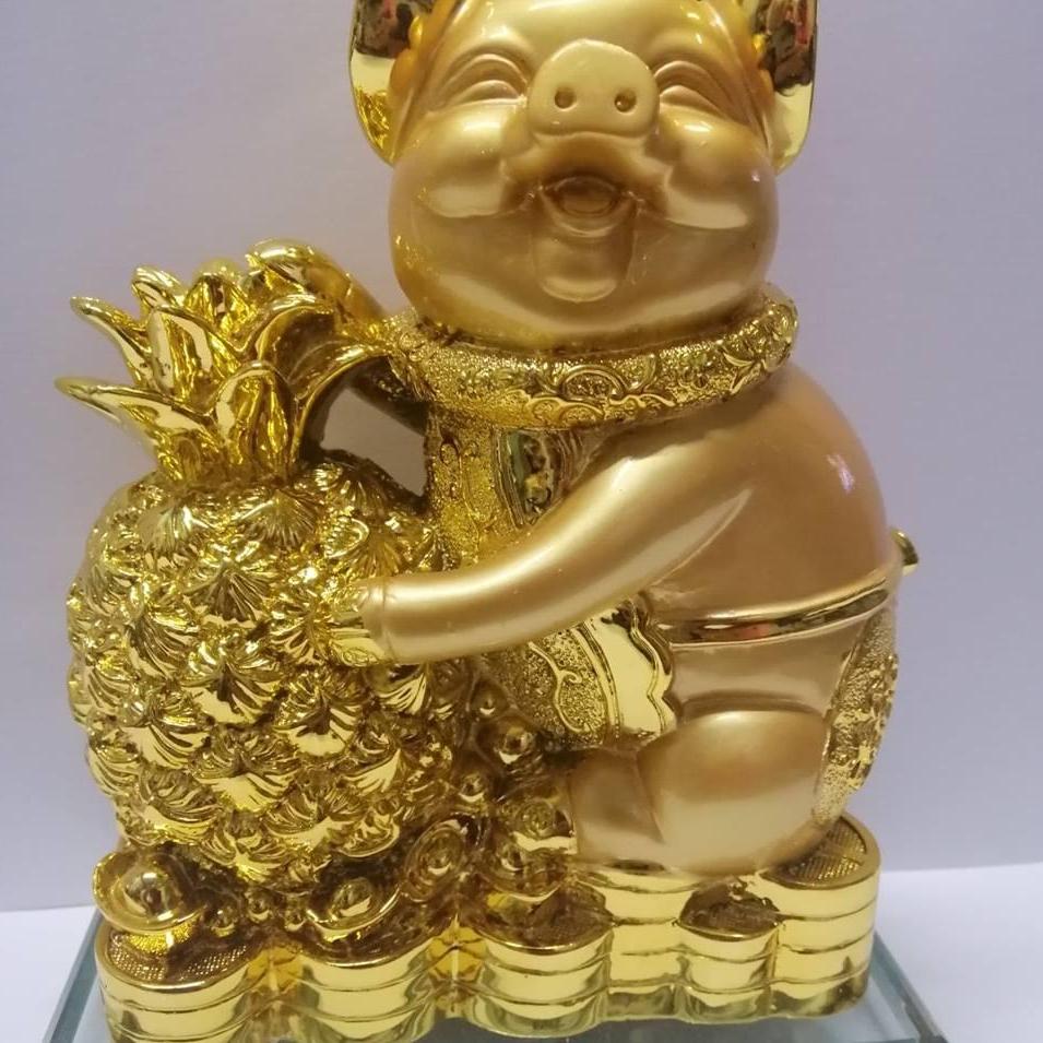 Lucky Golden Pig Boar Feng Shui Enhancer 8 inches by Primaglenda Shop