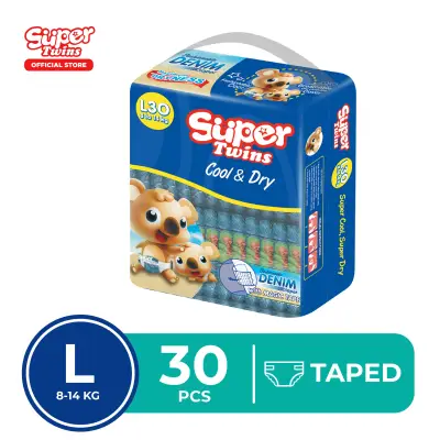 Super Twins Baby Diaper Big Pack L 30's