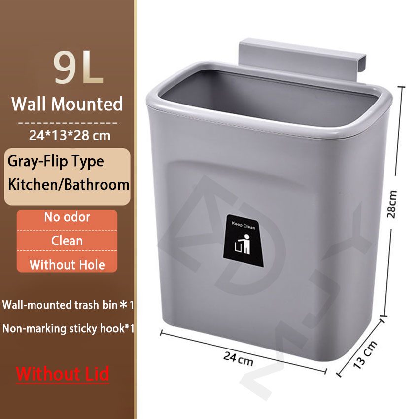 Household Garbage Bin Kitchen Trash Can WallMounted with Cover