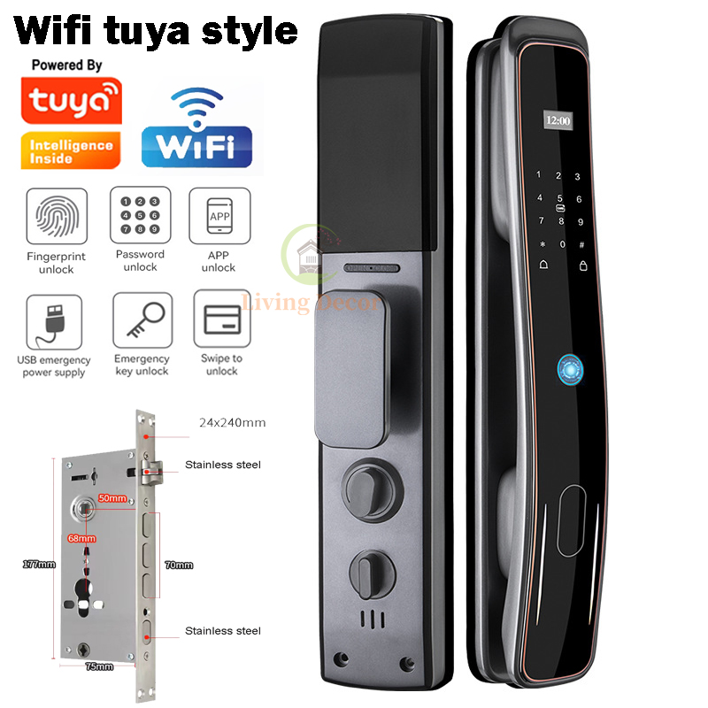 【Manila stock, COD】Wifi Tuya Fingerprint door Lock 3D Face Door Lock