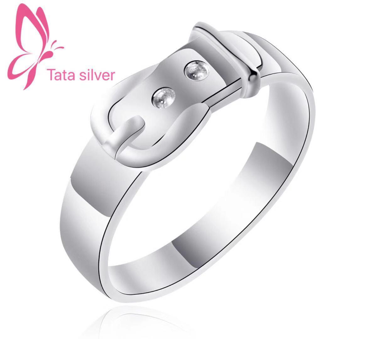 Tata Silver Genuine 92.5% Italy Silver Belt Design Ring For Ladies